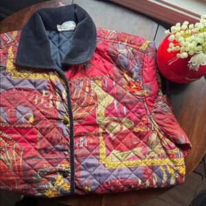 Salvatore Ferragamo Red and Gold Quilted Bomber Jacket